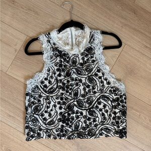 Zara Black and White Lace Blouse Womens size S